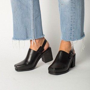 Intentionally Blank Honcho Black Leather Mules